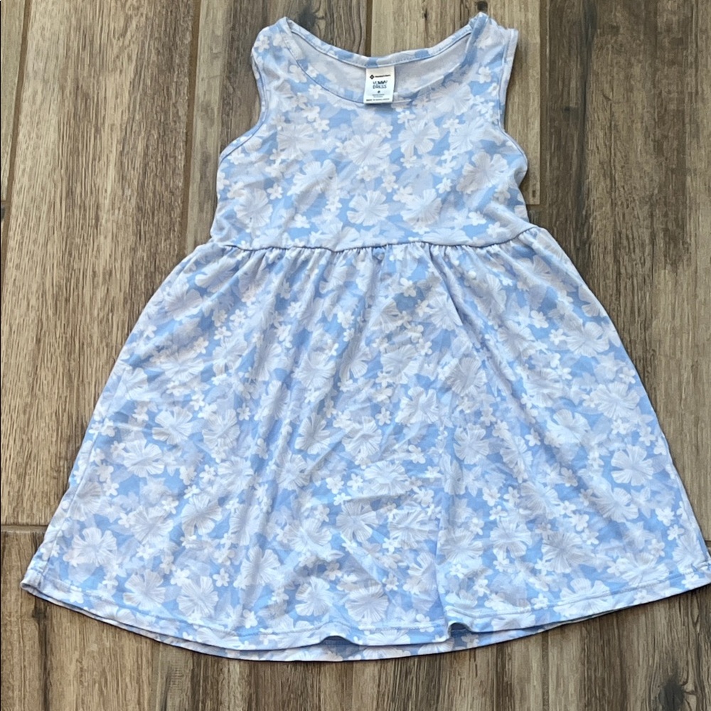 Floral Blue Kids Dress- Buttery Soft! size 6